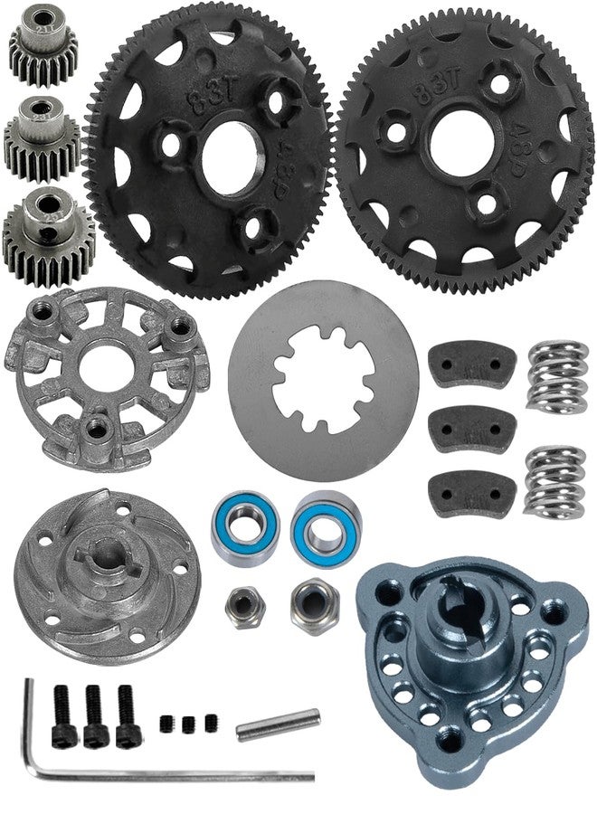 RCarmumb RC 83T Gear Upgrades Part for 1/10 Slash 2WD VXL,Rustler/Stampede/Bandit 2WD VXL XL-5,48P 83T Spur Gear w/ 21T 23T 25T & Slipper Clutch & Slipper Rebuild Kit & Pressure Plate,Titanium - Image 1